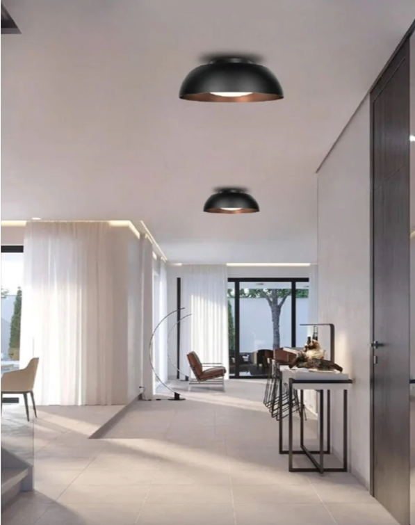 Copper & Black Ceiling Light Built In LED - 405mm