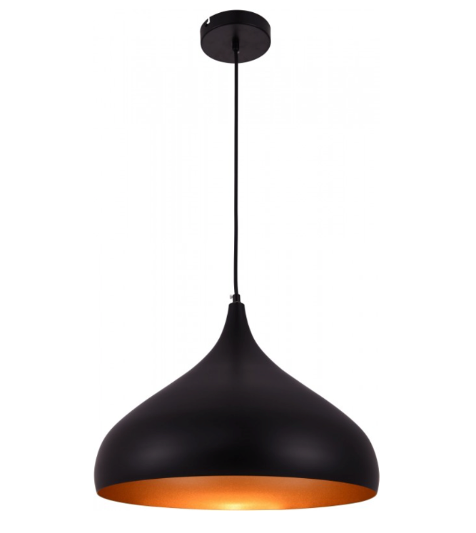 320mm Round Pendant Light - Black and Gold