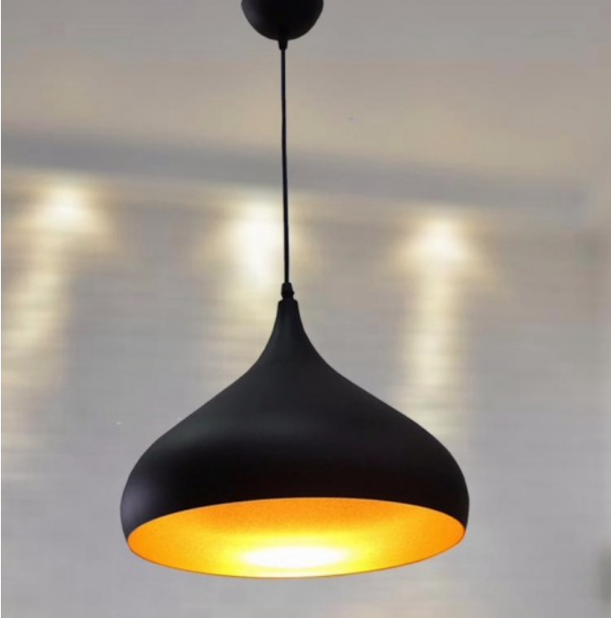 320mm Round Pendant Light - Black and Gold