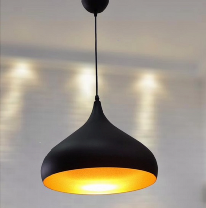 320mm Round Pendant Light - Black and Gold