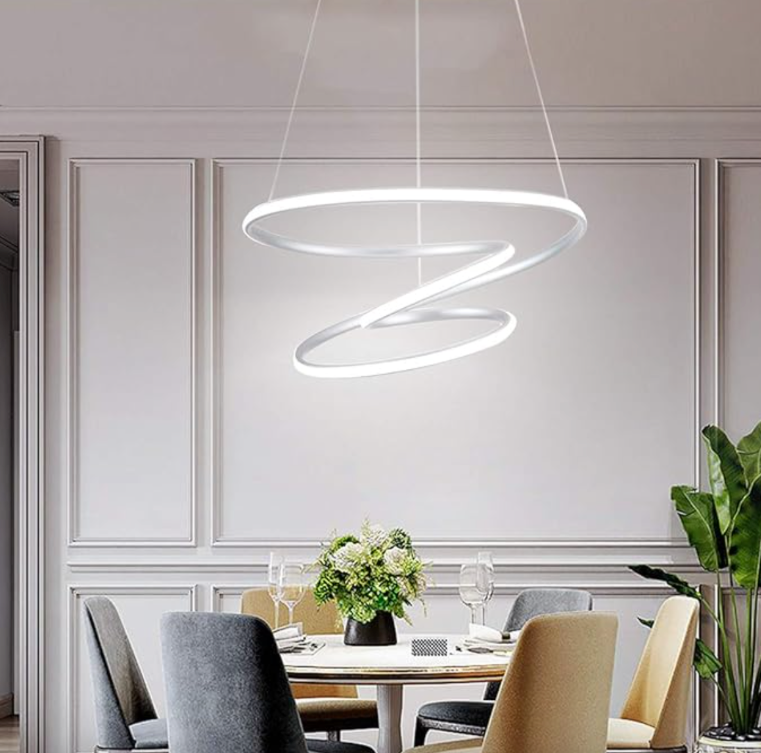 White Acrylic Ribbon Pendant LED Light