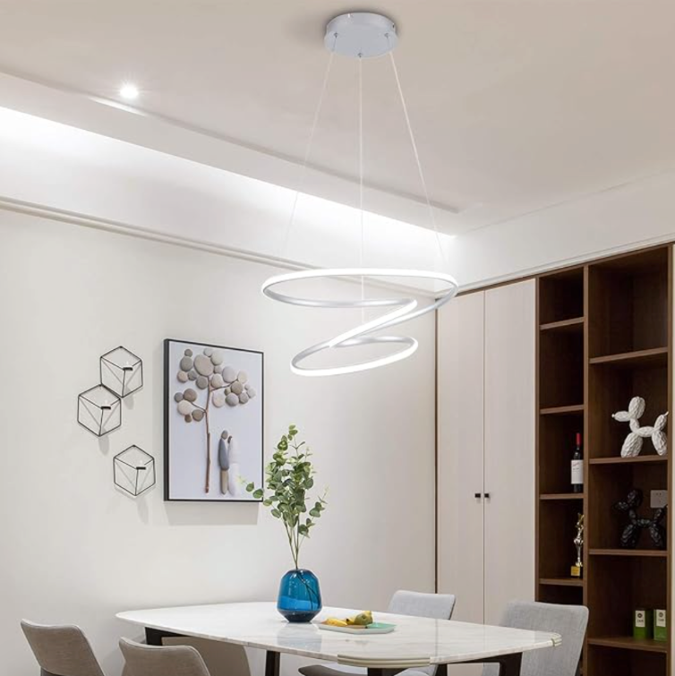 White Acrylic Ribbon Pendant LED Light