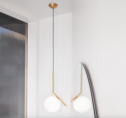 Gold Pendant Light Frost Glass