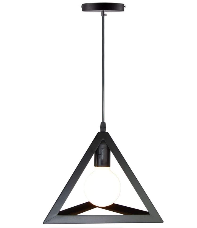 Metal Pyramid Pendant Light - Black
