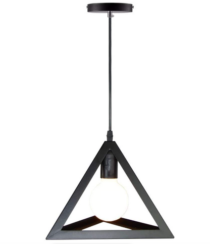Metal Pyramid Pendant Light - Black