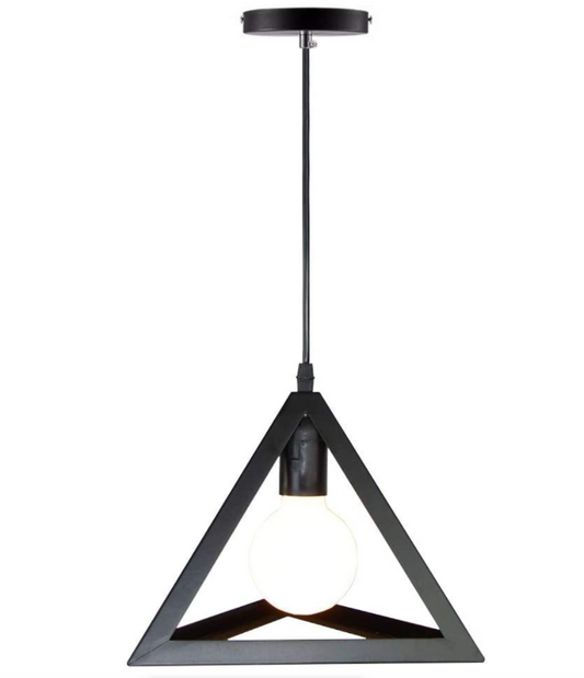 Metal Pyramid Pendant Light - Black
