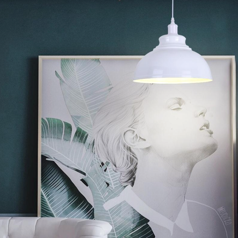 White Round Pendant Light - 300mm