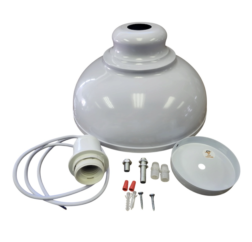 White Round Pendant Light - 300mm