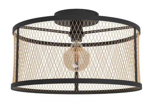 Flush Mount Mesh Ceiling Light -Black & Gold