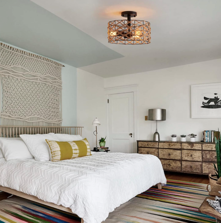 Flush Mount Woven Hessian Ceiling Light