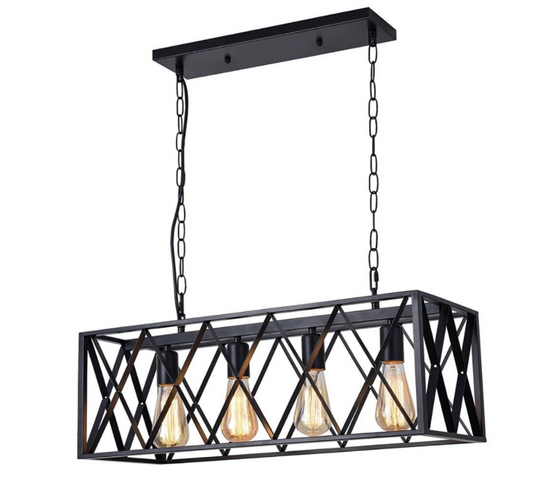 Black Vintage Industrial Metal Cage Pendant