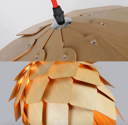 Layered Wooden Pendant Light - Natural Wood