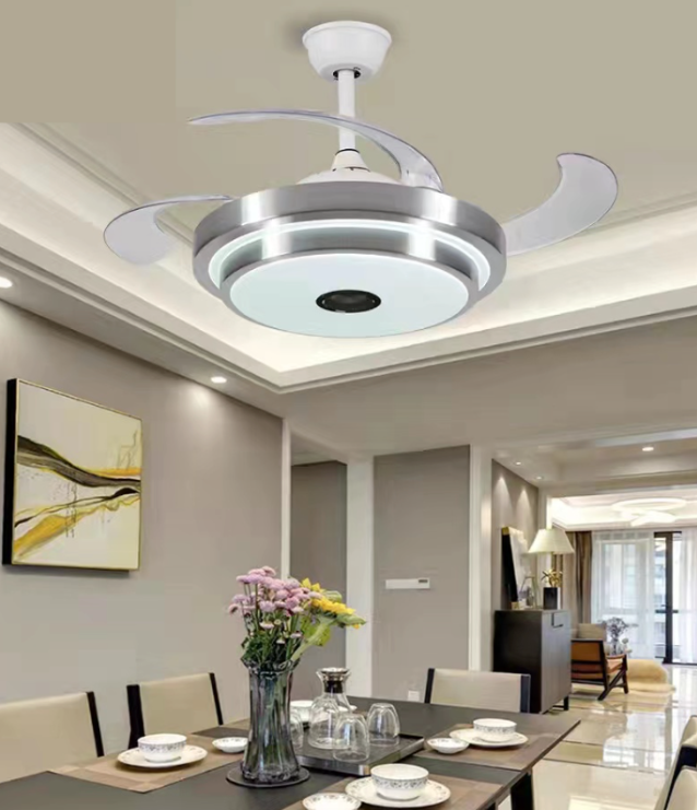 Bluetooth Speaker Retractable Ceiling Fan With Remote
