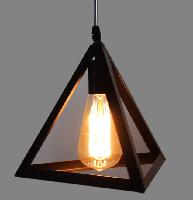 Black Modern Three Hanging Pyramid Pendant Light