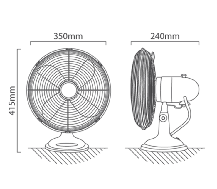 Eurolux 35cm Antique Desk Fan - Antique Copper