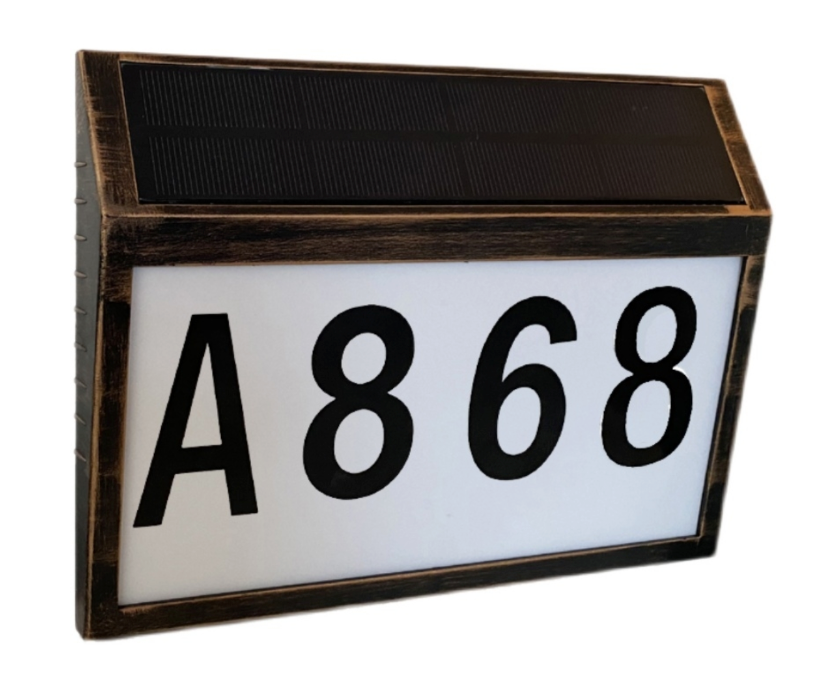 Solar House Street Number Light - Brushed Bronze
