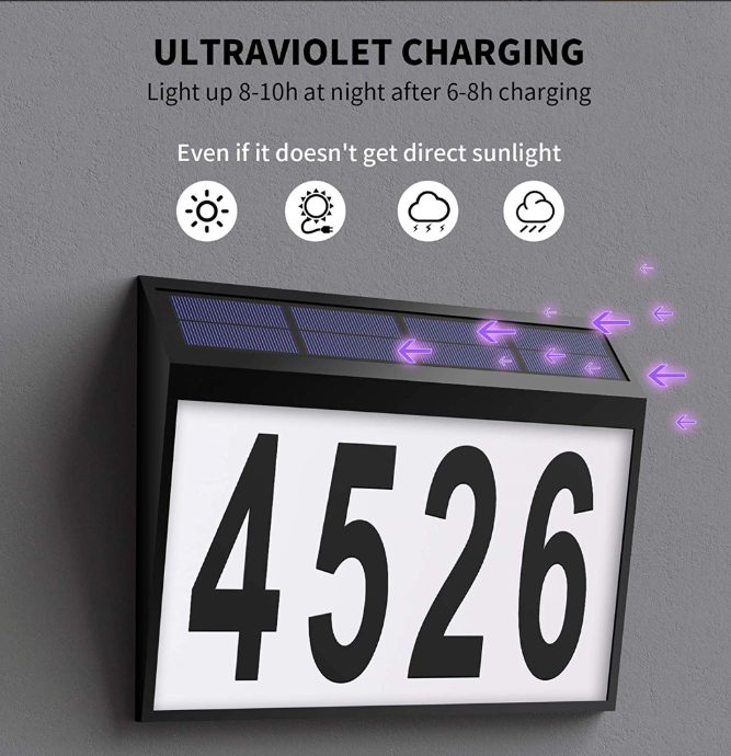 Solar House Street Number Light - Brushed Bronze