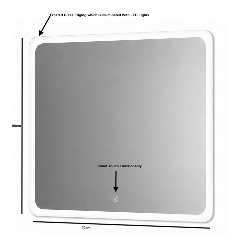 Smart Touch LED Bathroom Mirror 90cm x 90cm