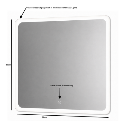 Smart Touch LED Bathroom Mirror 90cm x 90cm