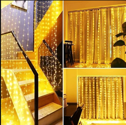 Warm White Christmas Curtain Fairy String Light LED With Remote 3m x 3m
