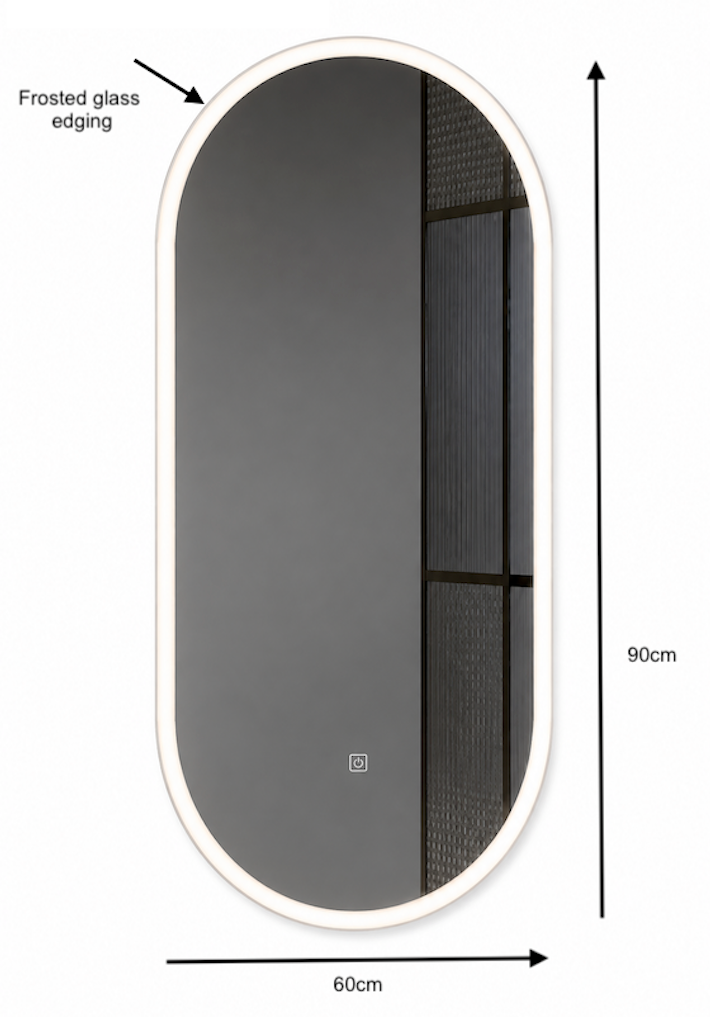 Smart Touch LED Bathroom Mirror Oval 90cmx60cm
