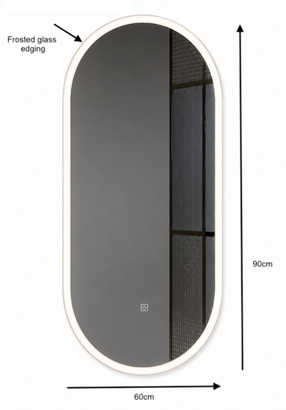 Smart Touch LED Bathroom Mirror Oval 90cmx60cm