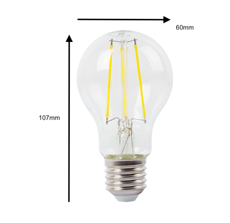 4 Pack Eurolux E27 Light Bulb 8w A60 LED Filament 4000K