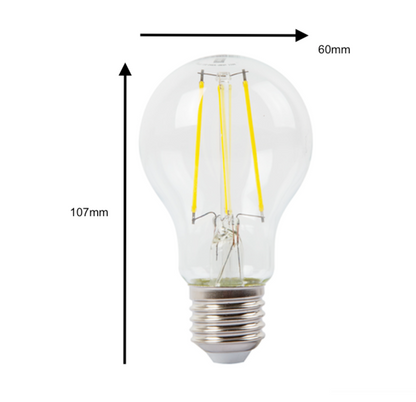 4 Pack Eurolux E27 Light Bulb 8w A60 LED Filament 4000K