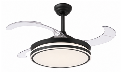 Black Retractable 3-Blade Ceiling Fan With Remote