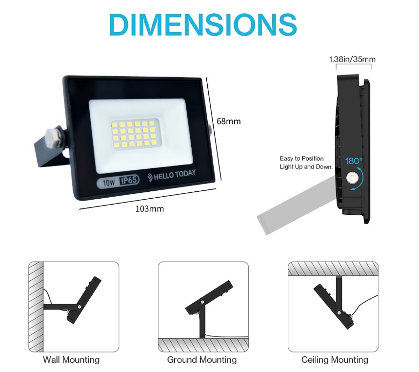 10W LED Flood Light IP65 - Hello Today