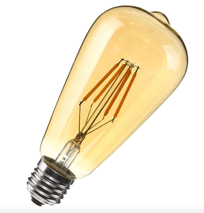 4 Pack - 4W E27 Filament Light Bulb ST64