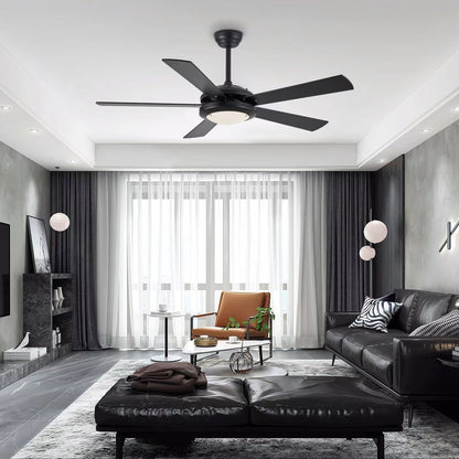 52 Inch Black Ceiling Fan with LED and Remote