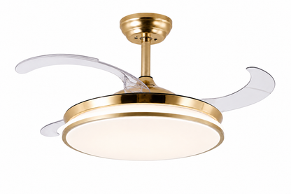 Gold Retractable Blade Ceiling Fan With Remote