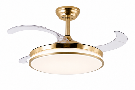 Gold Retractable Blade Ceiling Fan With Remote
