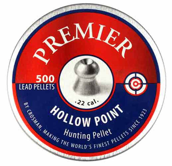 Crosman Premier .22 Cal, 14.3 Grains, Hollowpoint, 500ct