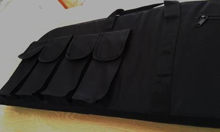 RIFLE BAG - BLACK WITH PADDING, MULTIPLE SIDE POUCHES