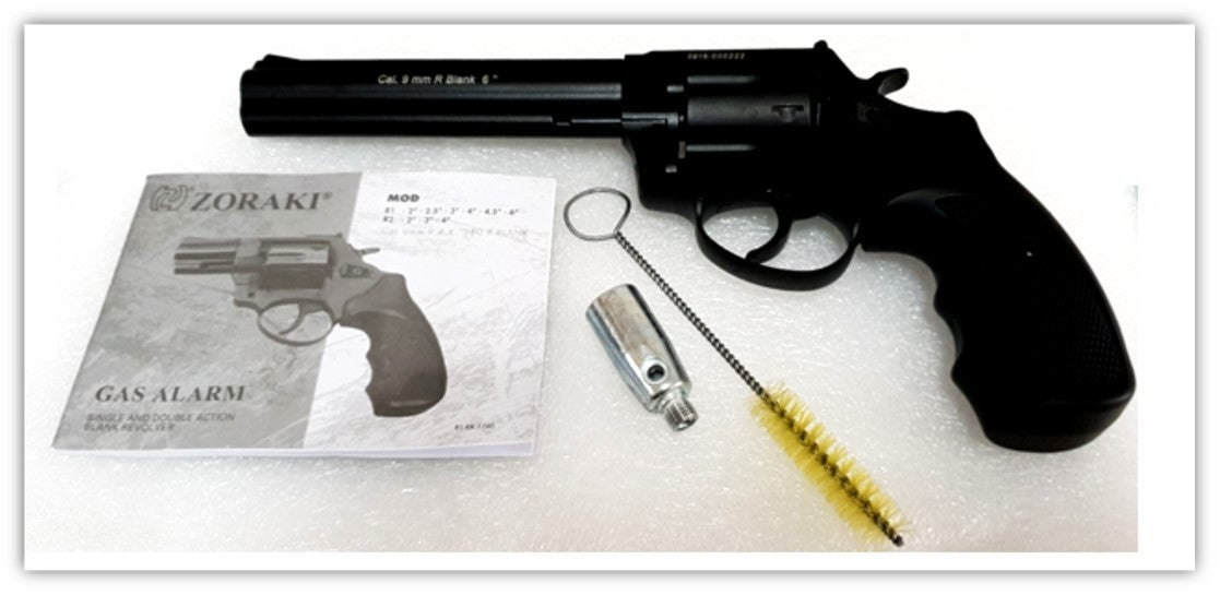 ZORAKI BLANK REVOLVER - R1, 6" BARREL  - black