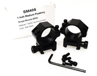 1" PICATINNY MEDIUM SCOPE MOUNTS - 2 PCS