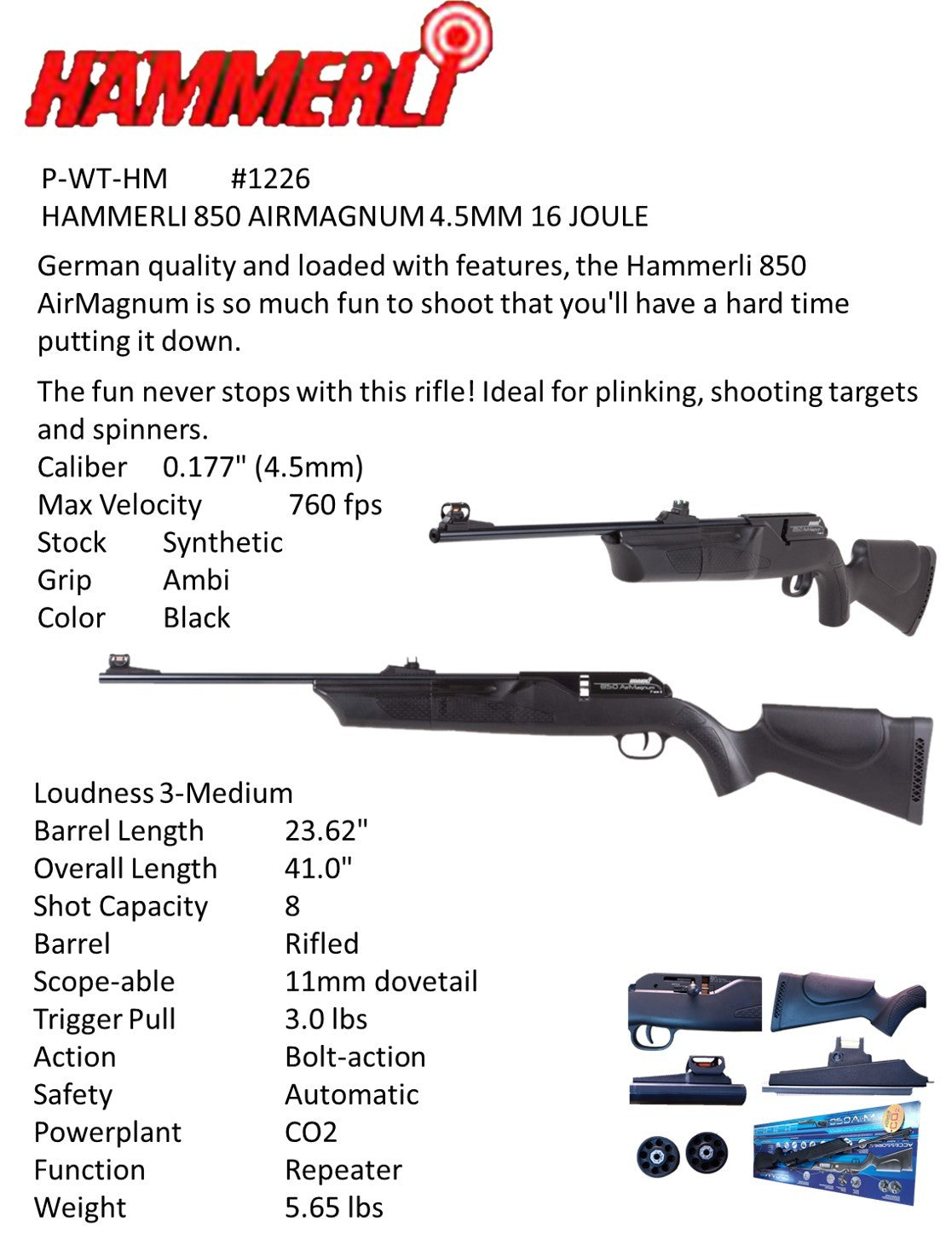 HAMMERLI 850 AIRMAGNUM 4.5MM 16 JOULE