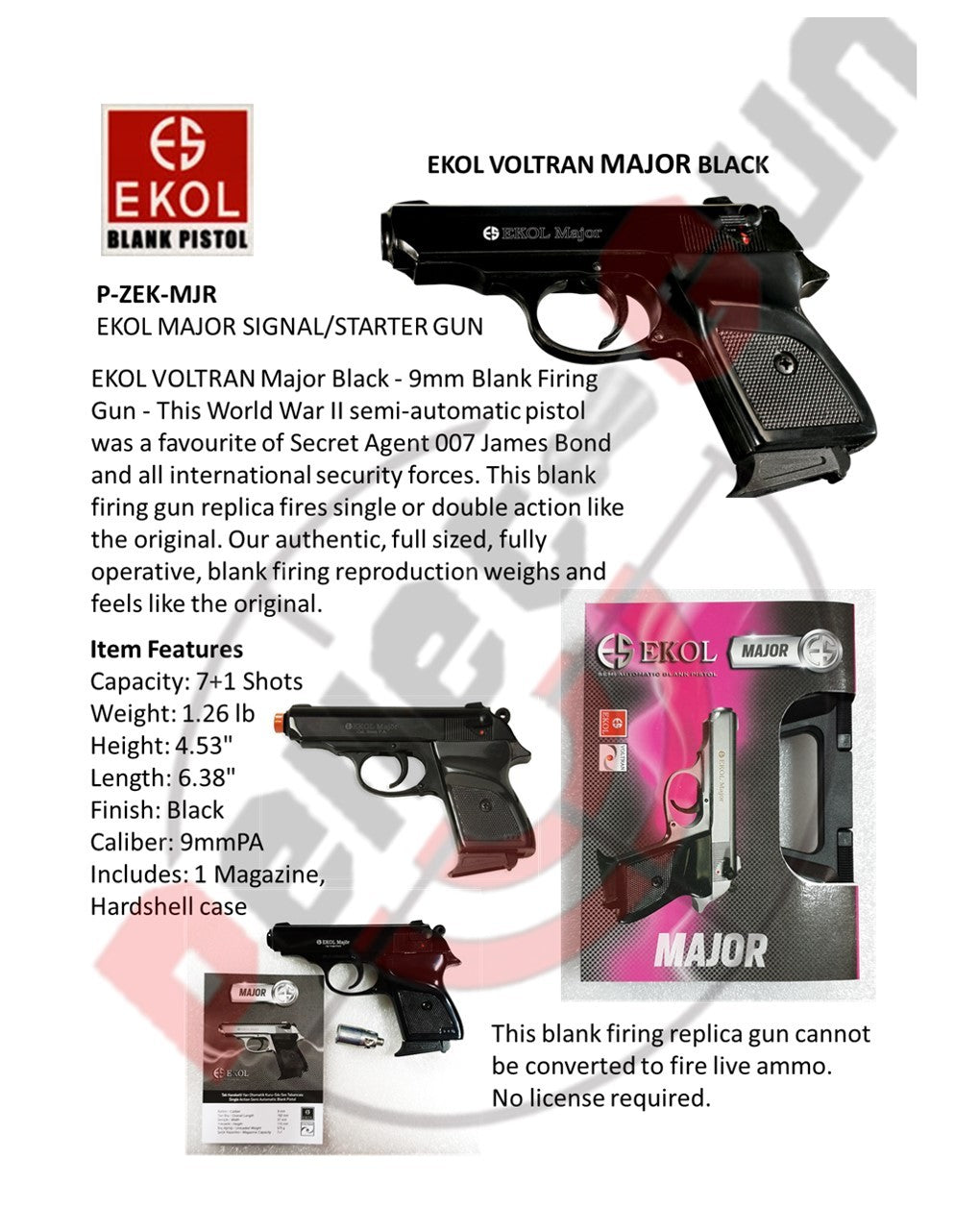 EKOL MAJOR SIGNAL/STARTER GUN  (BLACK)