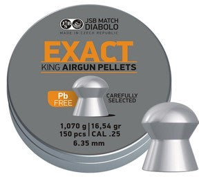 JSB EXACT KING LEAD FREE .25 150 PER TIN,  16.54 GRAIN