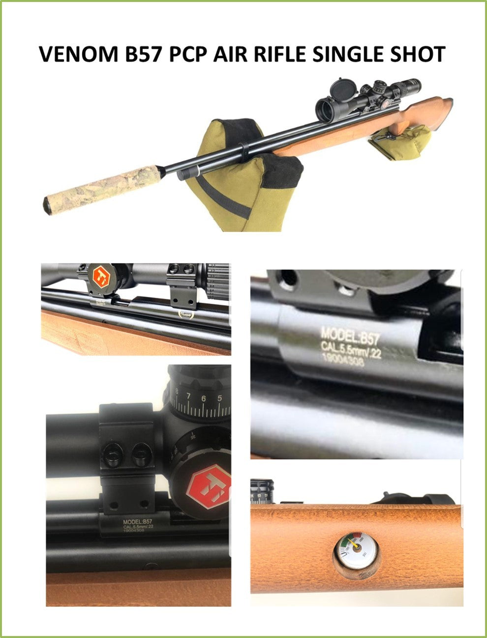 VENOM PCP AIR RIFLE, 4.5MM SINGLE SHOT