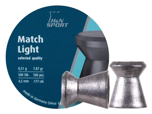 H&N MATCH LIGHT 4.5MM  8.18 GRAIN 500 PER PACK