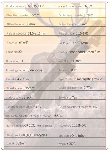 T-EAGLE SCOPE, MR 3-30X55 FFP